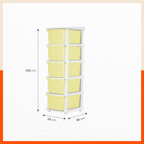 Stomo 5 Drawer Multi-Purpose Storage Organizer for Home and Office (Lemon)